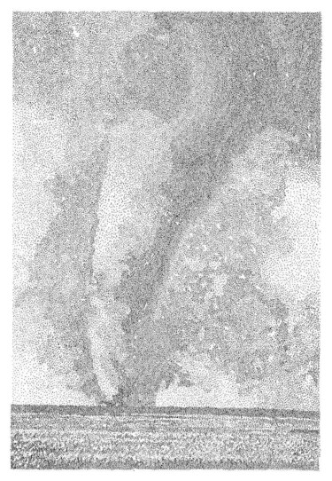 Σχέδιο με τίτλο "Tornade - Louisiane" από Rebecca Brueder, Αυθεντικά έργα τέχνης, Μελάνι
