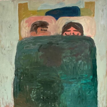 Картина под названием "Couple au lit " - Antony Huchette, Подлинное произведение искусства, Ткань