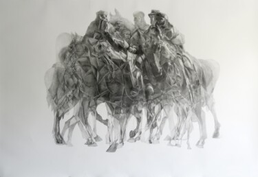 RENCONTRE DE TEANO - Statue équestre - Dessin 「RENCONTRE DE TEANO…」というタイトルの描画 Gérard Esquerreによって, オリジナルのアートワーク, 鉛筆