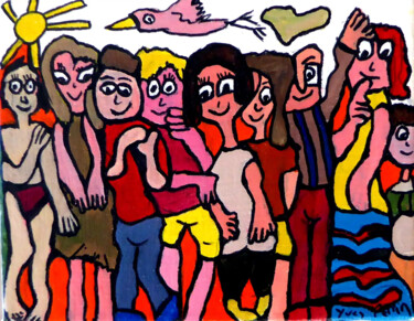 Peinture intitulée "timides réunis" par Yves Perrin, Œuvre d'art originale, Acrylique