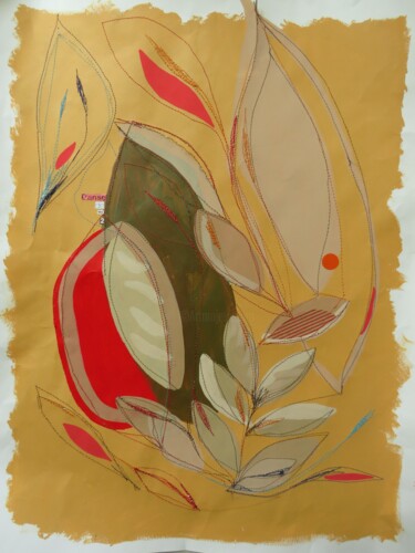 Collages getiteld "Sérénade au jardin" door Cécile Morillon, Origineel Kunstwerk, Acryl