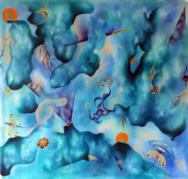 Peinture intitulée "Symbiose des Quarks…" par Lucie Duban, Œuvre d'art originale, Huile