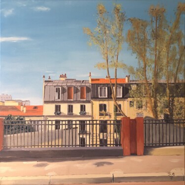 Peinture intitulée "Flânerie parisienne." par Sophie Cousineau, Œuvre d'art originale, Huile Monté sur Châssis en bois