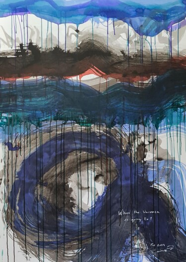 "Where the Universe…" başlıklı Resim Bernard Bonnet tarafından, Orijinal sanat, Mürekkep
