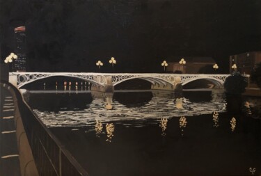 Painting titled "Lumière traversante." by Sophie Cousineau, Original Artwork, Oil Mounted on Wood Stretcher frame
