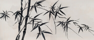 Sumi-e Bamboo 2 Pintura intitulada "Sumi-e Bamboo 2" por Viktoriia Gladkova, Obras de arte originais, Acrílico Montado em Armação em madeira