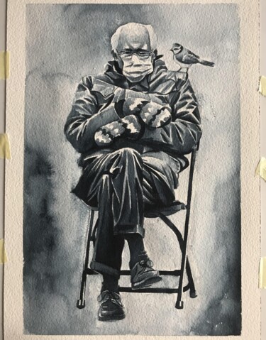 Pintura titulada "Birdy Bernie" por Fabrizio Acquisto, Obra de arte original, Acuarela