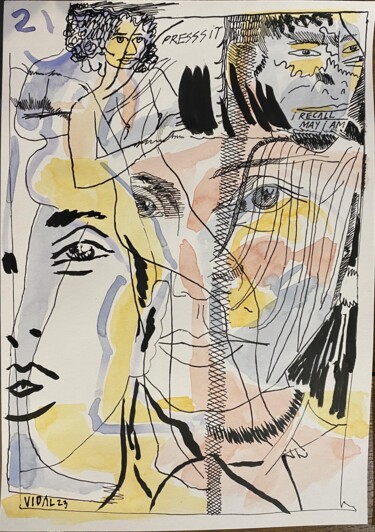 Drawing titled "NO MEIO 21" by Francisco Vidal, Original Artwork, Ink