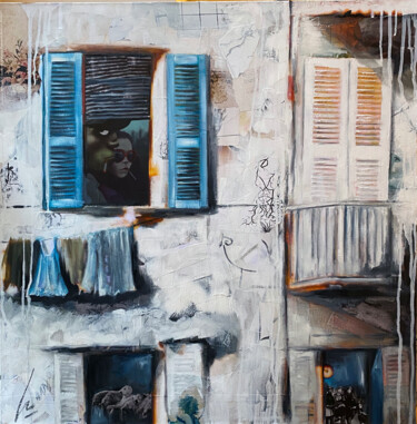 Collages titled "Pas vus, pas pris" by Nathalie Lemaitre, Original Artwork, Collages