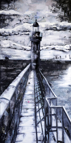 Collages titled "Le phare" by Nathalie Lemaitre, Original Artwork, Collages