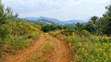 The road to the mountains through flowering valleys "The road to the mou…" başlıklı Dijital Sanat Sergei Gundorov tarafından, Orijinal sanat, Dijital Resim