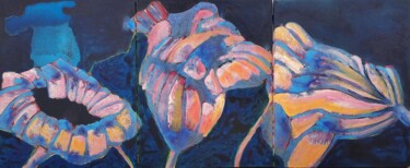 Peinture intitulée "Nocturnes 2 Triptiq…" par Delphine Epron, Œuvre d'art originale, Acrylique