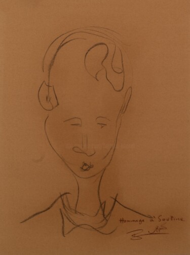 Disegno intitolato "Hommage à Soutine." da Bernard Bonnet, Opera d'arte originale, Carbone