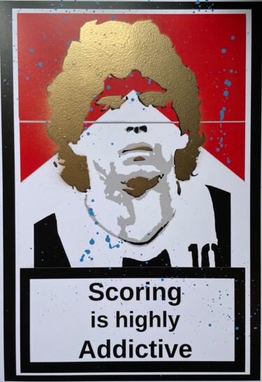 Drawing titled "Scoring is addictive" by Johan  Chaaz, Original Artwork, Analog Print