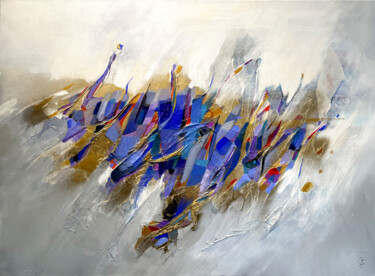 제목이 "KIND OF BLUE - pein…"인 콜라주 Gérard Esquerre로, 원작, 아크릴 나무 들것 프레임에 장착됨