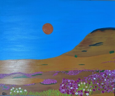 Peinture intitulée "Désert fleuri" par Violette Guardia Decoin, Œuvre d'art originale, Acrylique Monté sur Châssis en bois