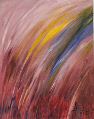 Painting titled "A Glimpse of Light" by Latifa El Hachem, Original Artwork, Wood