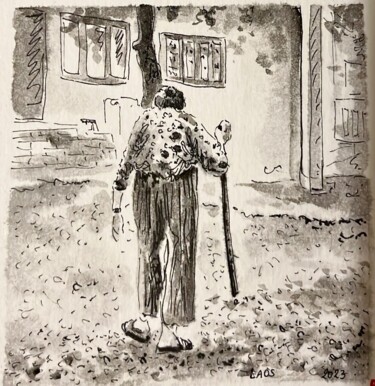 Tekening getiteld "La vieille merveill…" door Bdv, Origineel Kunstwerk, Aquarel