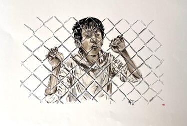 "Le petit réfugié " başlıklı Resim Bdv tarafından, Orijinal sanat, Tekstil elyafı