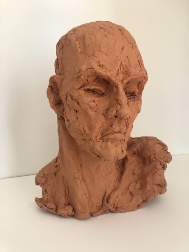 Sculpture titled "Portrait aux souven…" by Dominique Ganiage, Original Artwork, Clay