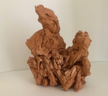 Sculpture intitulée "Face au vent" par Dominique Ganiage, Œuvre d'art originale, Argile