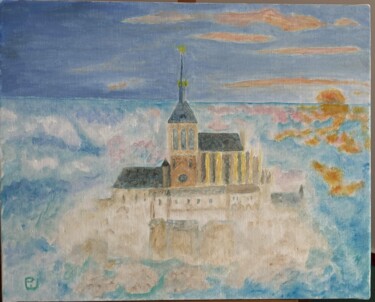 绘画 标题为“Le mont Saint Miche…” 由Pierre Willaume, 原创艺术品, 油 安装在木质担架架上