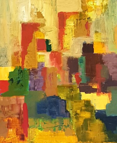 Peinture intitulée "EN JAUNE ET ROUGE" par Jean Marc Bramy, Œuvre d'art originale, Acrylique