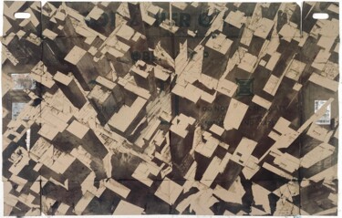 Tekening getiteld "Cityscape 136x246" door Olivier Catté, Origineel Kunstwerk, Inkt