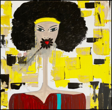 Peinture intitulée "LA FLEUR AU COEUR D…" par Isabelle Taieb Nicolaï, Œuvre d'art originale, Acrylique