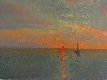 Peinture intitulée "Soleil couchant" par Nicolas Dupuy, Œuvre d'art originale, Huile