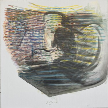 Painting titled "Homme électrique" by Roberto Rébora, Original Artwork, Oil