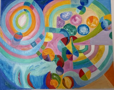 Pintura titulada "Hommage à Robert De…" por Pierre Willaume, Obra de arte original, Oleo Montado en Bastidor de camilla de m…