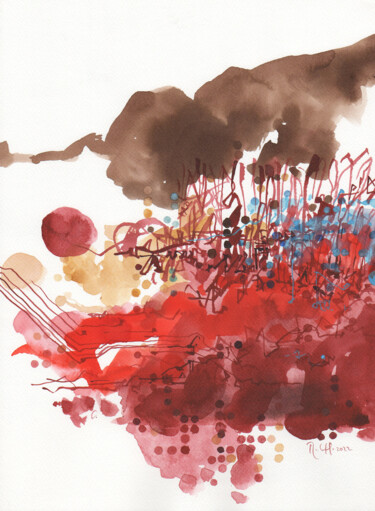 Tekening getiteld "notes en l'air" door Rodin Sotolongo Zapata, Origineel Kunstwerk, Aquarel