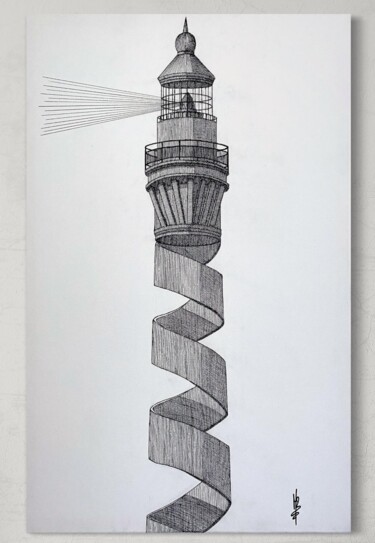Painting titled "THE LIGHTHOUSE" by Kevinilien, Original Artwork, Textile fiber