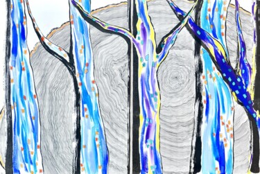 Painting titled "L'âme de la forêt" by Cécile White, Original Artwork, Acrylic Mounted on Wood Stretcher frame