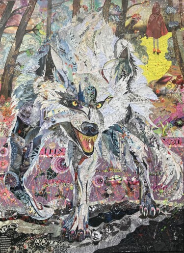 Césaire and Blanchette "Césaire and Blanche…" başlıklı Kolaj Moira Mcainsh tarafından, Orijinal sanat, Kolaj Ahşap Sedye çerçevesi üzerine monte ed…