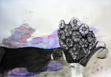 Dessin intitulée "Série "Entre Chien…" par Delphine Epron, Œuvre d'art originale, Fibre Textile