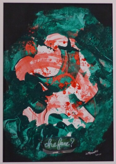 Tekening getiteld "Che Fare ?" door Serge Maronese, Origineel Kunstwerk, Acryl