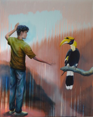 Painting titled "Looking At Tomorrow…" by Romain Bernini, Original Artwork, Oil