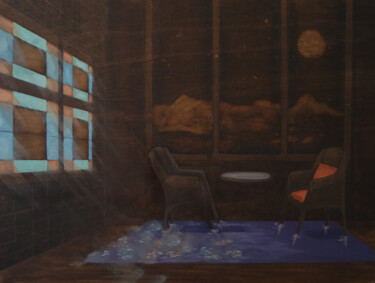 Painting titled "Pieds mouillés, tap…" by Lucie Postel, Original Artwork, Wood