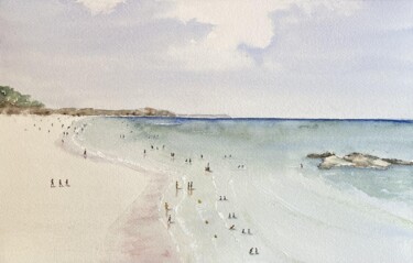 Peinture intitulée "Le rocher" par Gabrielle, Œuvre d'art originale, Aquarelle