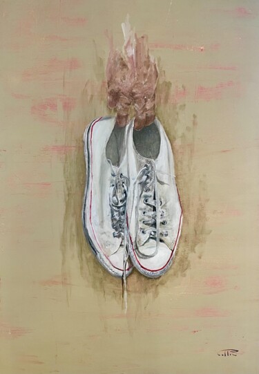 Peinture intitulée "pieds nus" par Pellen Pascal, Œuvre d'art originale, Huile