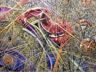 Peinture intitulée "BRASIL 2004 SURVOL…" par Denis Brasilier (dit Denis BRASIL), Œuvre d'art originale, Tissu