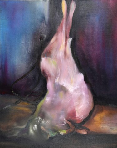 Painting titled "The pink rabbit" by Alkis Boutlis, Original Artwork, Oil