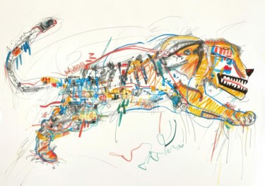 Disegno intitolato "Id#111 (Wole's Tige…" da Emo De Medeiros, Opera d'arte originale, Inchiostro