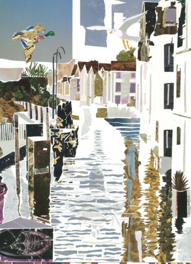 Collages titled "Acqua alta a Bayona " by Marc Raynaud, Original Artwork, Collages