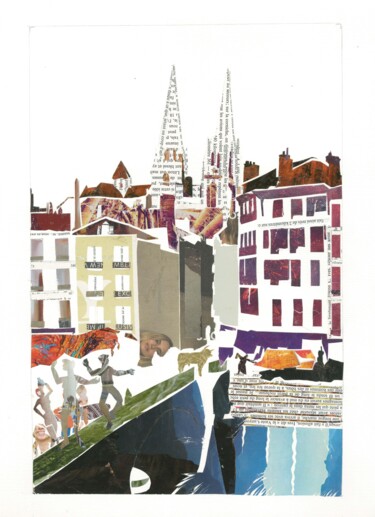 Collages titled "Fête sur le pont de…" by Marc Raynaud, Original Artwork, Collages