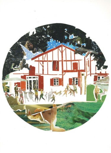 Коллажи под названием "La maison basque de…" - Marc Raynaud, Подлинное произведение искусства, Коллажи