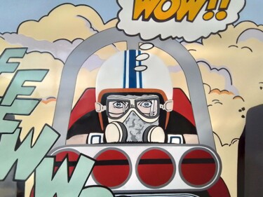 Schilderij getiteld "DRAGSTER" door Ludovic Barbe, Origineel Kunstwerk, Hout