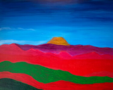 Ζωγραφική με τίτλο "Montagne rouge" από Violette Guardia Decoin, Αυθεντικά έργα τέχνης, Ακρυλικό Τοποθετήθηκε στο Ξύλινο φορ…